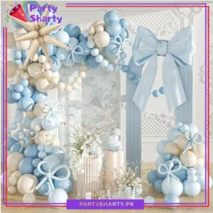 100pcs Blue Bow Long Balloons with Baby Blue, Blue