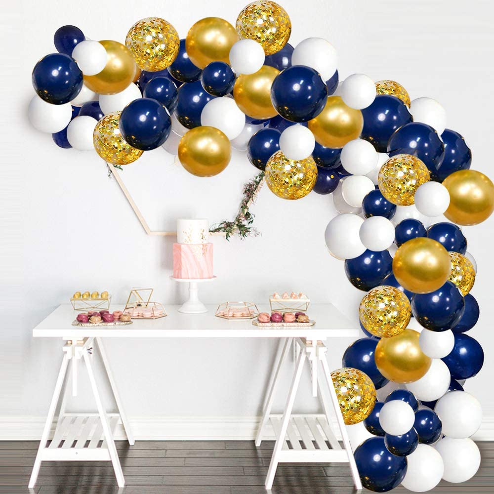 Metallic Golden & White Balloons Garland Arch Kit For Birthday